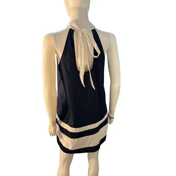 Christian Lacroix Navy & White Halter Neck Dress Back Tie Detail Size S NWT - Picture 4 of 8